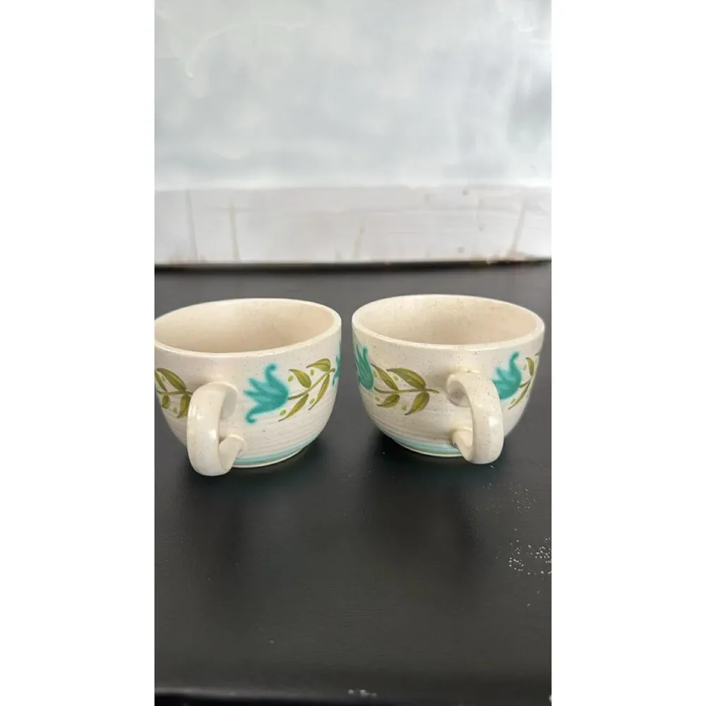 2 Vintage Franciscan Earthenware Tulip Time Tea / Coffee  Cups 1960's
